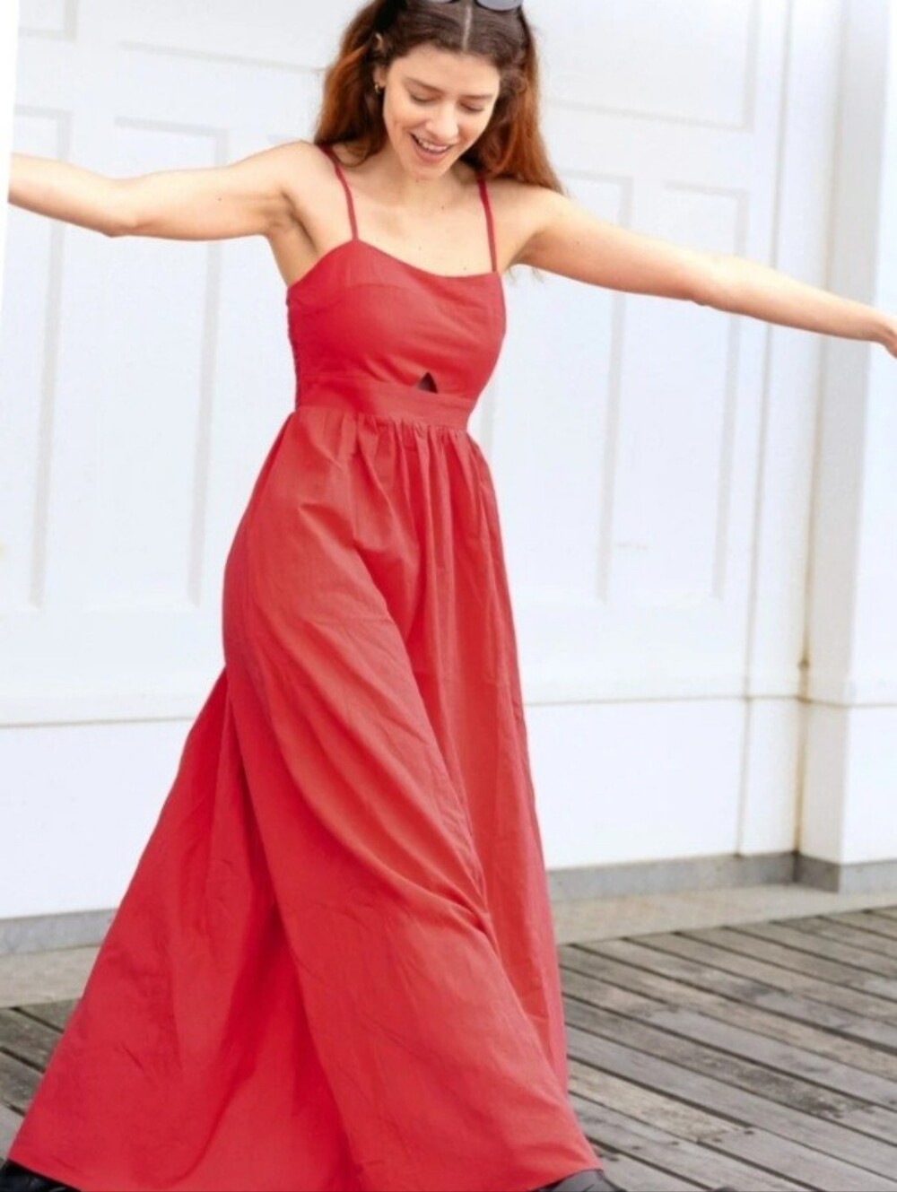 Women’s Red Spaghetti-Strap Maxi Dress